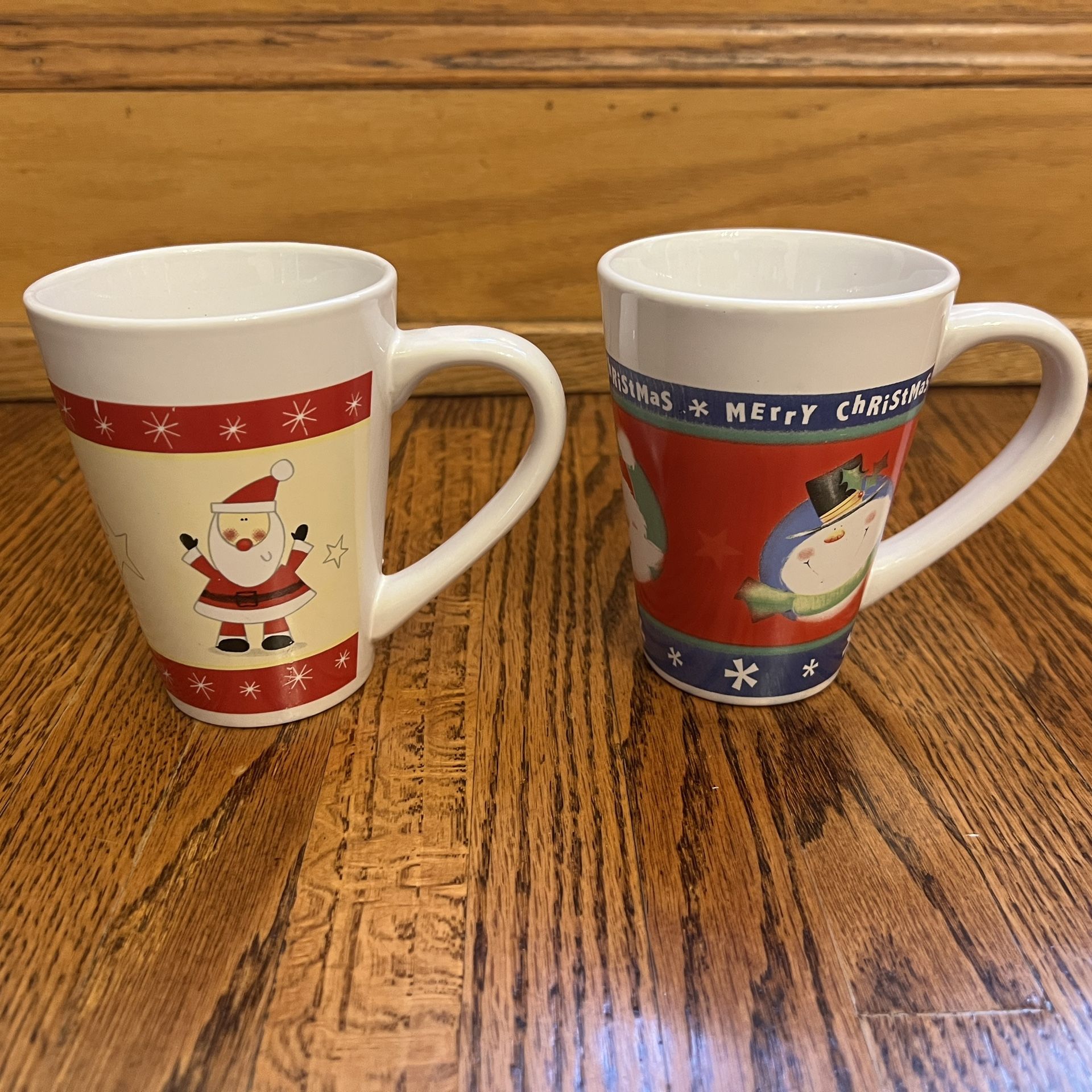 Set of 2 Royal Norfolk Christmas Themed Mugs Santa, Reindeer, Snowman