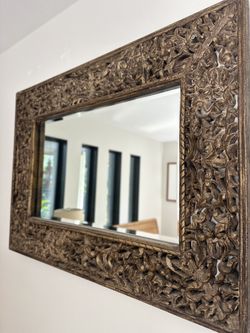 Mirror Hand Carved Wood 