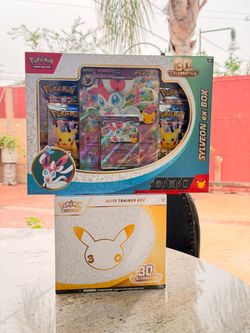 Pokemon TCG 30th anniversary Celebration Elite Trainer Box & Sylveon EX box