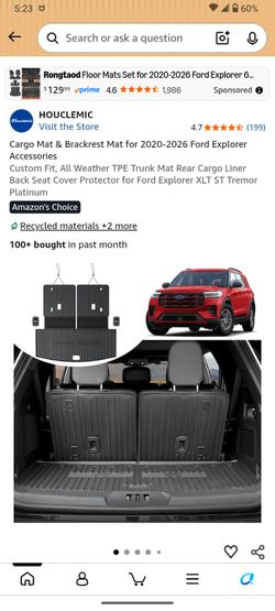 Houclemic Cargo & Backseat Mat for Ford Explorer