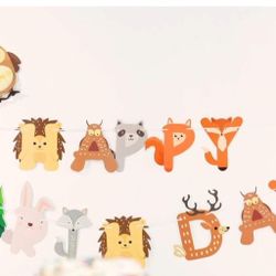 Woodland Happy Birthday Banner