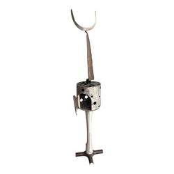 Abstract Industrial Metal Sculpture with Brutalist Influence