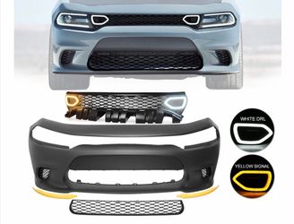 2015-2023 Dodge Charger Front Bumper Cover Yellow Splitter Grille PP
