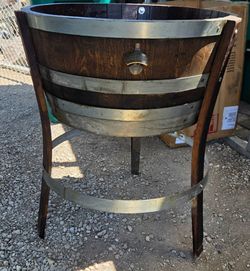 Wine barrel beverage cooler