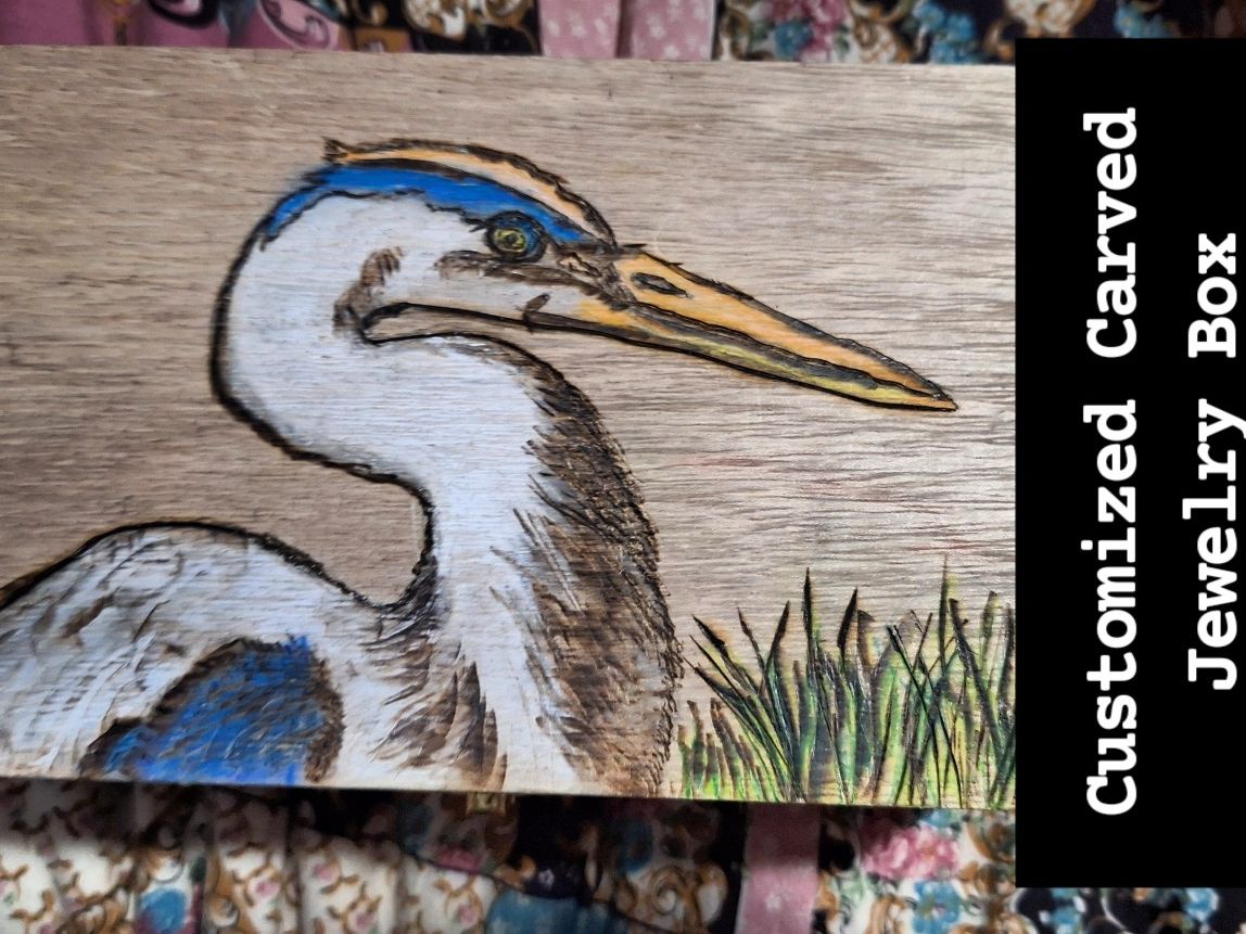 Customized Jewelry Box Burned Snd Carved