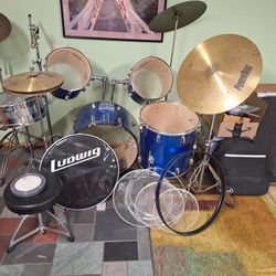 Navy Blue Accent By Ludwig Drum Set With Extra 