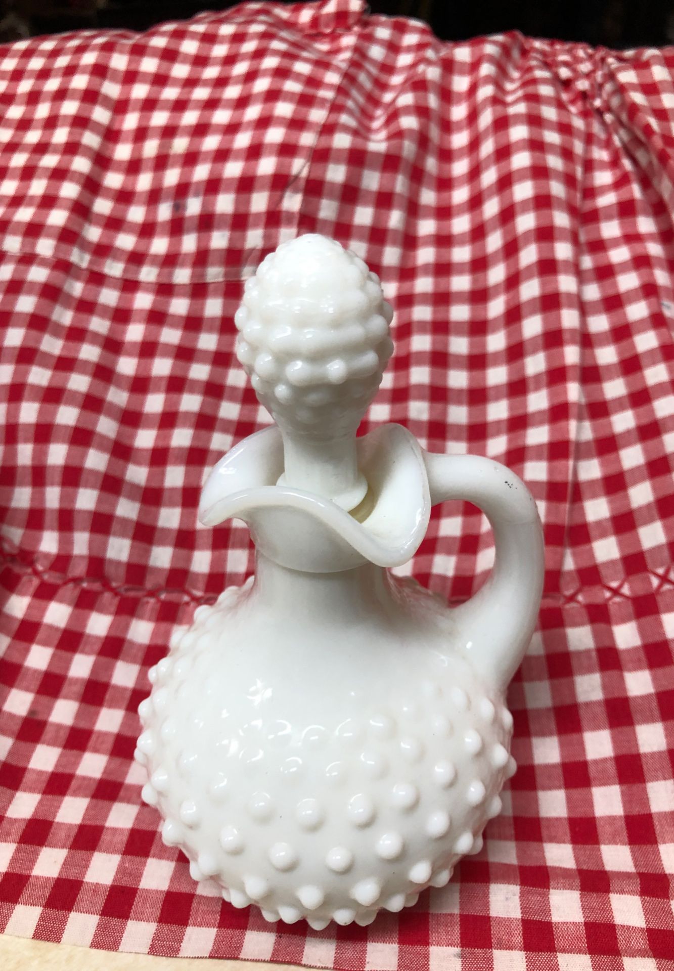 Avon vintage hobnail white milk glass bottle