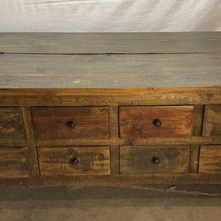 Antique Multi-Colored 8-Drawer Coffee Table 