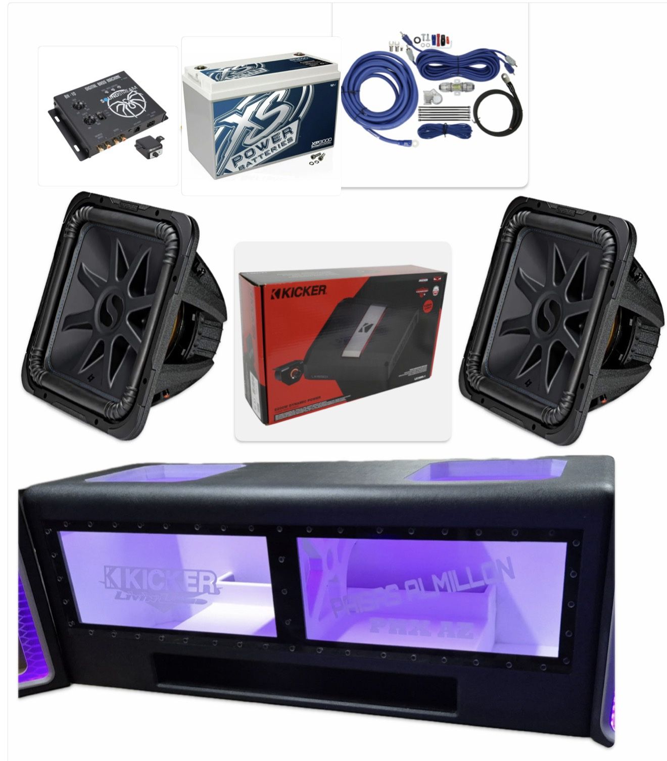 NEW POWERFUL BASS PACKAGE KICKER AUDIO WITH CUSTOM BOX INSTALLED 