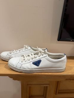 Men, white Prada sneakers