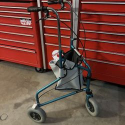 3-Wheel Rollator Walker w/ Bag – Lightweight – Easy Fold