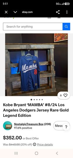 dodgers kobe bryant rare gold legends jersey