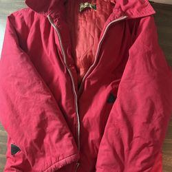 Vintage Timber King Quilted Lined Hooded Hunting Heavy  Jacket Large Red