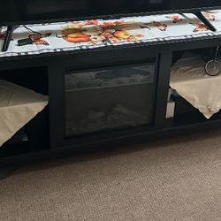 TV table with fireplace