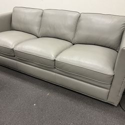 Gray Leather Sofa And Loveseat 2 Set