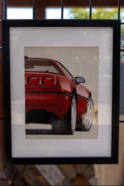 Red Corvette from 1988 Magazine - Framed
