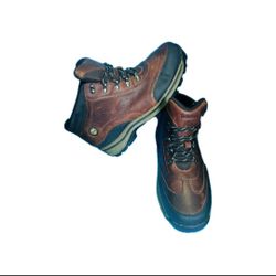 Timberland Boys Hiking Boots Sz 5.5 Brown Black Leather Trail Outdoor Shoes Y2k