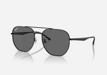 Ray Ban RB3724D Polarized Black Sunglasses Hexagon Large Frame Cool Aviator NWT