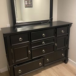 Black Dresser and Mirror