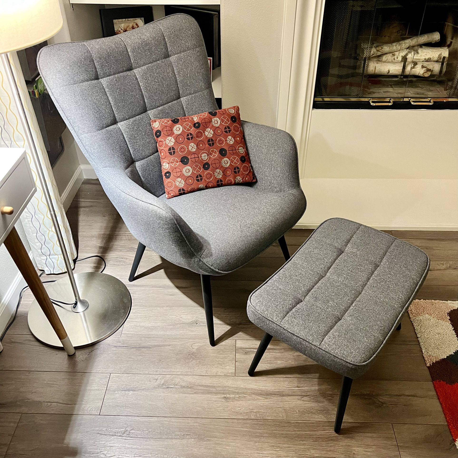 Mid century modern style chair and ottoman