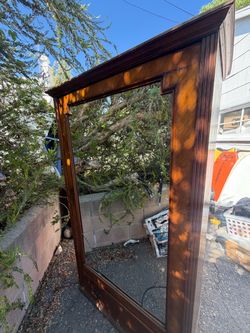 Vintage Solid Wood Mirrored Armoire / Wardrobe Closet
