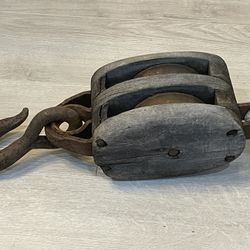 Antique VTG Upson-Walton Co. Cleveland Ohio Double Pulley Block And Tackle ~13lb