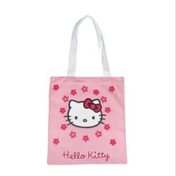 Hello Kitty Zipper Women Canvas Bag, Y2K Sanrio Cartoon Cute Large Capacity Tote
