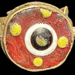Antique Gold-Gilt Phoenician Ring with Mosaic Center-Stone