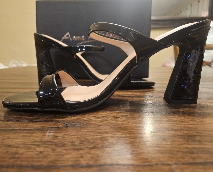 Anna Michelle Black Strap Heels