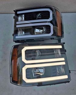 07-13 Gmc Sierra LED DRL Projector Headlights Luces Focos Micas Faros Faroles Headlamps