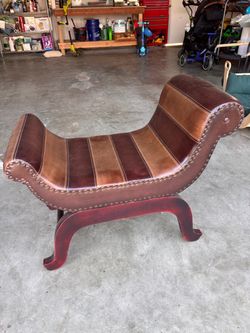 Brown Leather Ottoman Bench