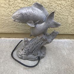 Double jumping koi fish resin water fountain spitter