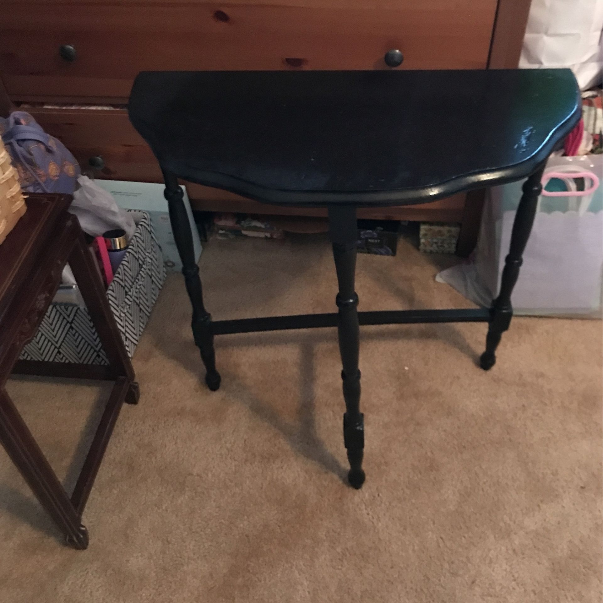 Very Nice!  Vintage Mid Century Black Wooden Entry Table 