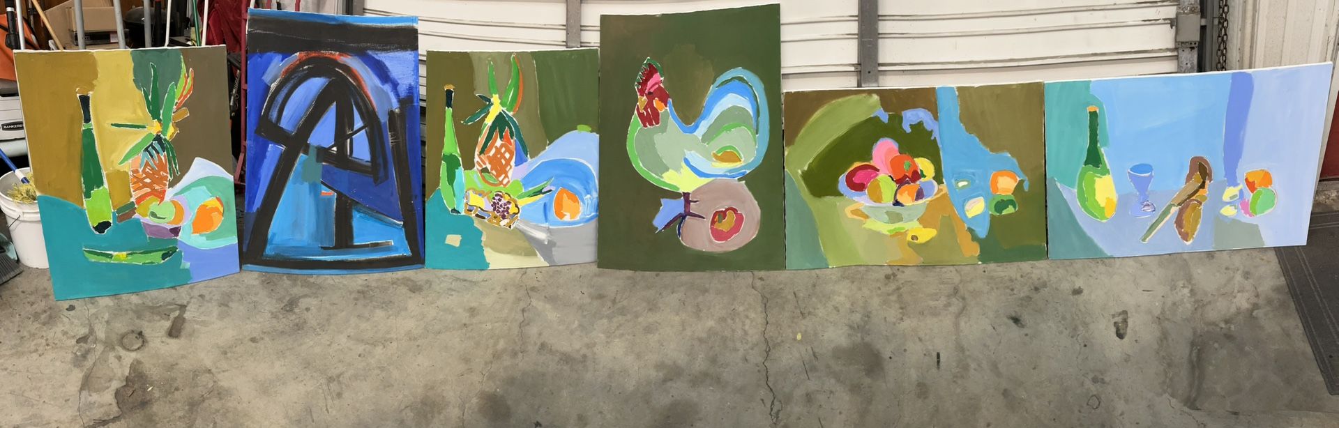 Ellis Hopkins ( Carmel ) Multicolored Color Abstraction Acrylic on Canvas 20th Century