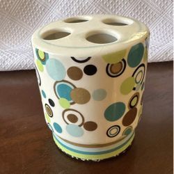 Toothbrush Holder, with Blue Polka Dots
