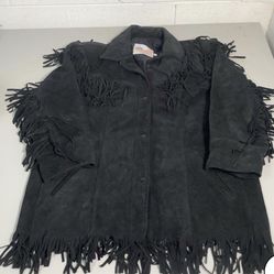 Vintage Women's Excelled Fringe Biker Western Jacket Size XXL