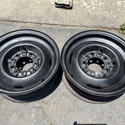 Two Classic 15x5.5 inch steelies with clips 5 on 5.5 dodge and ford
