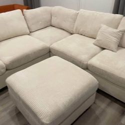 New 99x99 Corduroy Sectional Couch / Free Delivery 