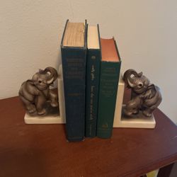 Elephant Bookend’s And 3 Staging Books 