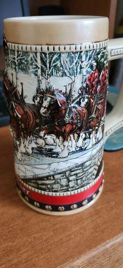 1988 Budweiser Clydesdales Holiday Collector Beer Stein