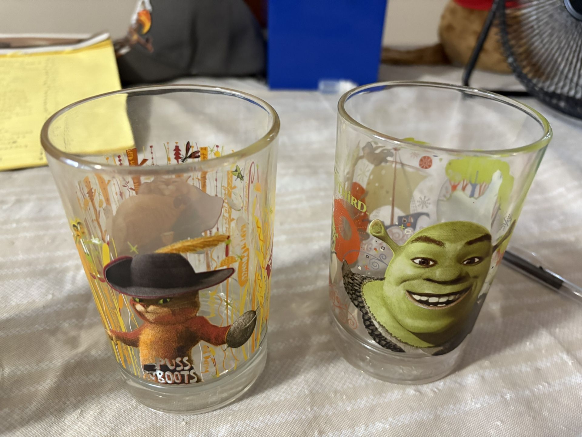 Four 2010 McDonald Shrek Glasses