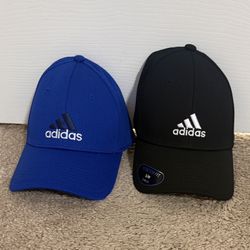 NWT Adidas Blue and Black Logo Caps