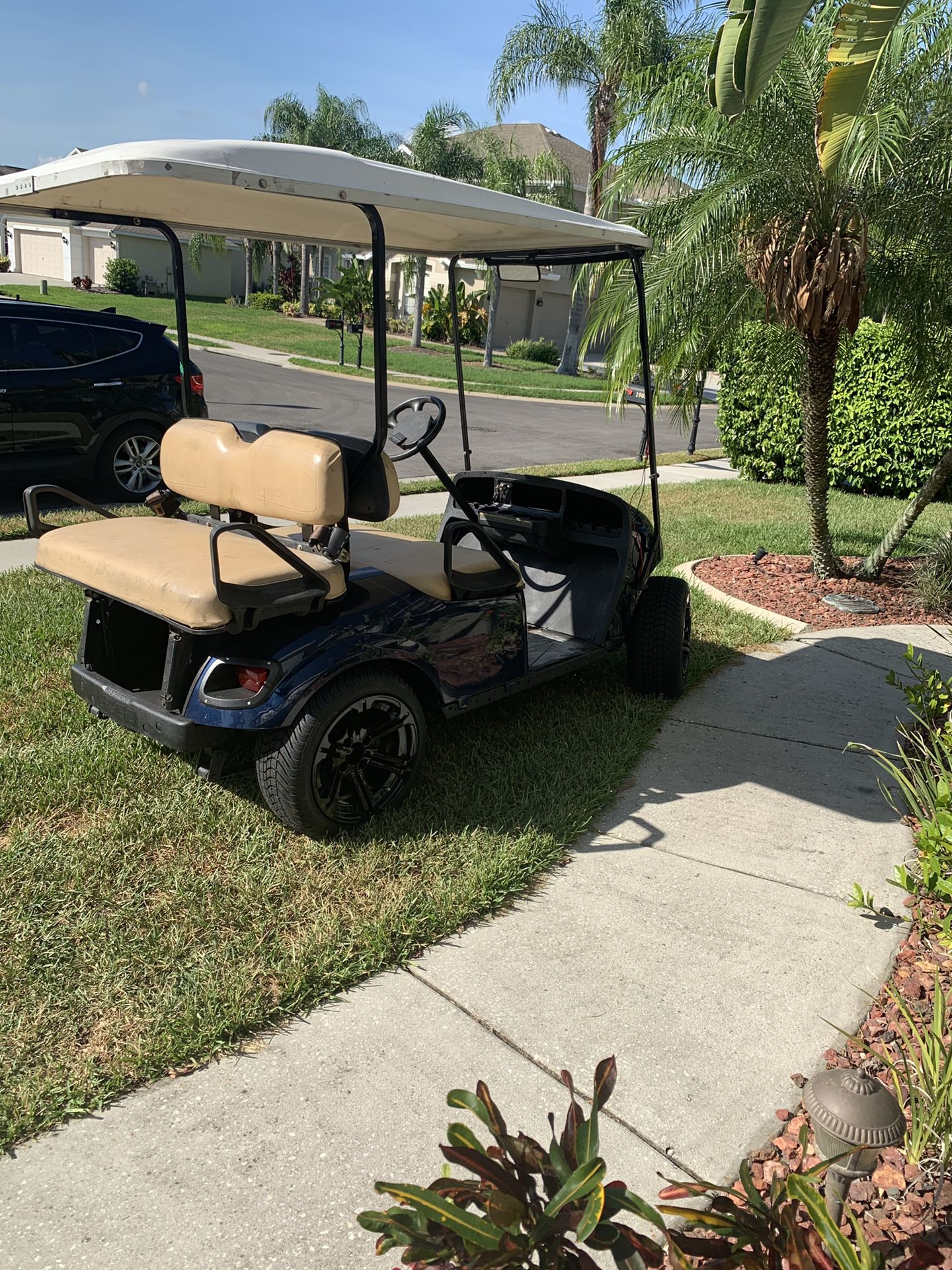 2014 EZGO 48v TXT 1 year old Trojan batteries. Brand new 48v to 12v wired in to run the light bar and the brand new LED headlight and taillights. Bra