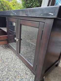 Tv console espresso and black marble