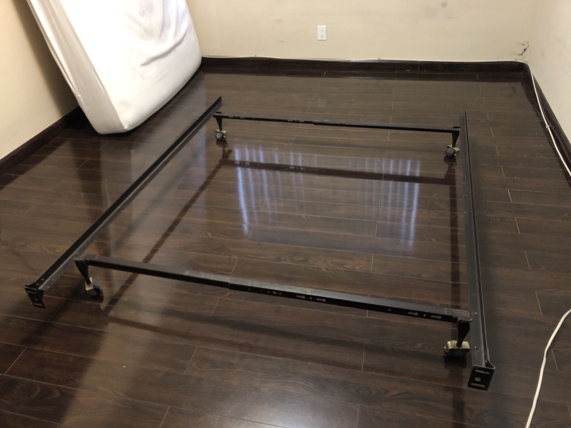Wheeled Metal Bed Frame - Twin, Queen, or King