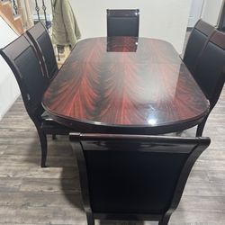 Mahogany Dining Table Set With Six Chairs