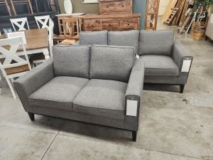 small transitional sofa and loveseat
