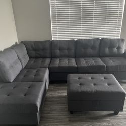 Grey Sectional Couch With Ottoman