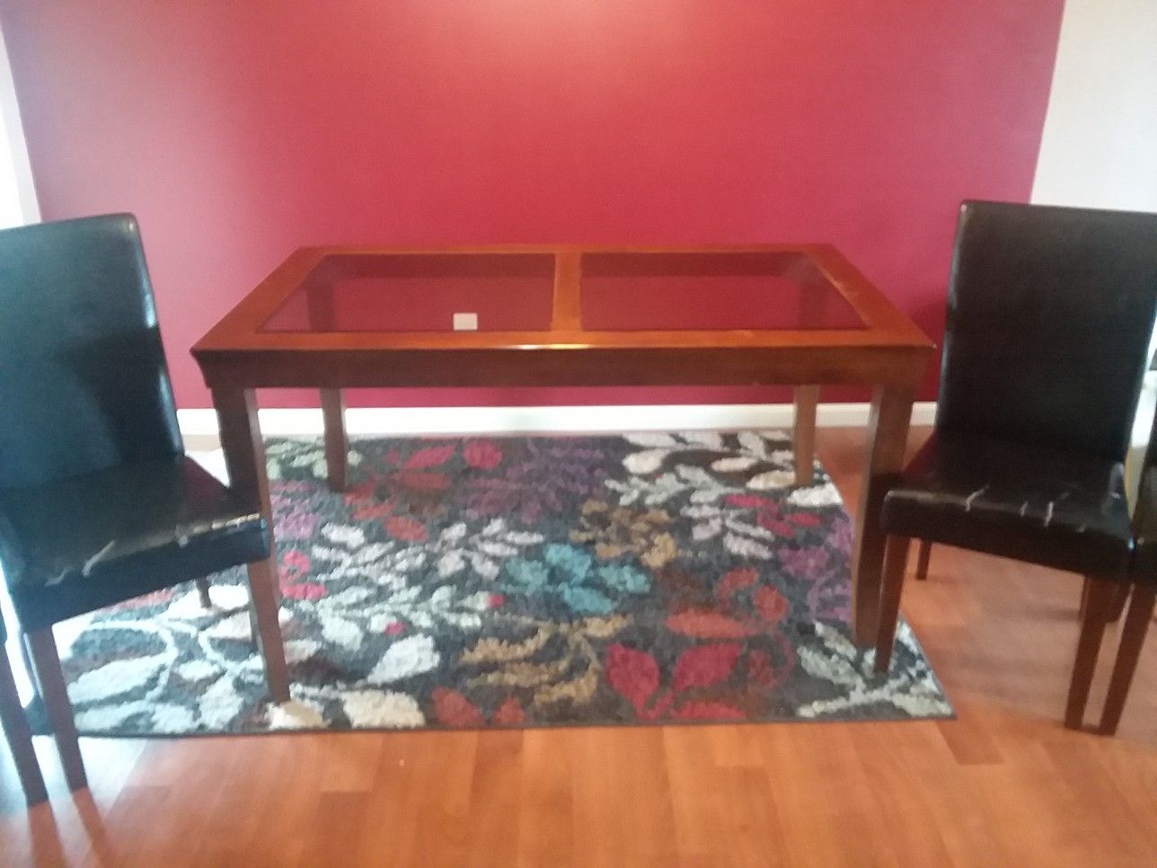 Glass top dining table with 4 chairs