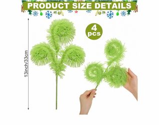 Christmas Tree Lime Green Furry Picks (4 Pcs)